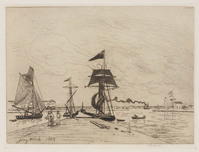 KG 09165
<br/>
Houten pier in de haven van Honfleur
<br/>
<em>Jongkind, Johan Barthold (1819-1891)</em>